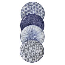 TDS, Plate Set, 4 Pcs, Nippon Blue, Ø 16 x 2 cm, Item No. 17958