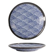 Plate Aisai Seigaiha Blue, Stoneware, &Oslash; 26 cm