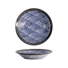 Schale Aisai Seigaiha Blau, Steinzeug, &Oslash; 20,2 cm
