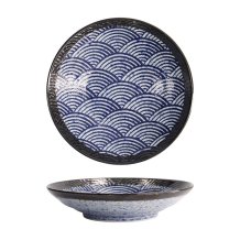 Schale Aisai Seigaiha Blau, Steinzeug, &Oslash; 22,5 cm, 600 ml