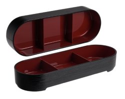 TDS, Bentobox, ABS Lacquerware, Oval Hegime Black, 36.2x12.4x5.7 cm, Art.-Nr. 18624