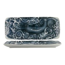 TDS, Plate, Japonism , Carp, Dark Grey,  28.5x14x2.5cm - Item No: 18746