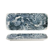 Serving Platter Japonism Crane Grey, White, Porcelain, 28.5 &times; 14 &times; 2.5 cm