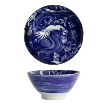 TDS, Japonism Schale, Crane, Blau, Ø 18x9 cm - Art Nr: 18761