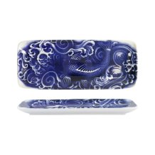 Servierplatte Japonism Carp Blau/Weiß, Porzellan, 28,5 × 14 × 2,5 cm, Art.-Nr. 18767