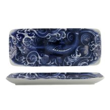 TDS, Teller, Japonism, Carp, Blau, 28.5x14x2.5cm - Art Nr: 18767