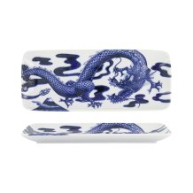 Serving Platter Japonism Dragon Blue, White, Porcelain, 28.5 &times; 14 &times; 2.5 cm