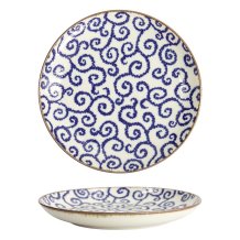 Plate Ten Karakusa Blue, White, Porcelain, &Oslash; 25 cm