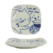 TDS, Plate, Neko Maruke , 12.5x12.5x1.8cm, Item No.18975