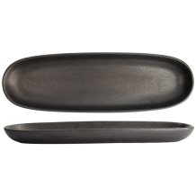 TDS, Yuzu Black Oval Plate, 40.5x12.7x3.5cm, Item No. 20376