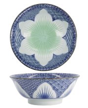 TDS, Ramen Bowl, Lily Flower, Blue, Ø 20.5x8 cm, 1200ml -Item No: 20935