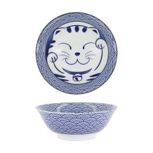 Ramenschale Kawaii Lucky Cat Blau, Porzellan, 1 l