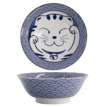 TDS, Ramen Bowl, Kawaii Lucky Cat, Blue, Ø 19.7x7cm 1000ml - Item no. 20952