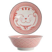 TDS, Ramen Bowl, Kawaii Lucky Cat, Red, Ø 19.7x7cm 1000ml - Item No. 20953