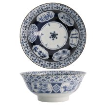 TDS, Ramen Bowl, Mixed Bowls, Madori-Bishi-Botan, Ø 21 x 8.7 cm, 1300 ml, Blue - Item No. 20958