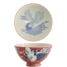 TDS, Rice Bowl, Kawaii Crane, Red, Ø 11.5x6 cm, 300ml - Item No: 20977