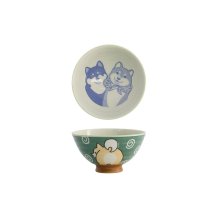 Rice Bowl Kawaii Shiba-Dog Green, Porcelain, 350 ml