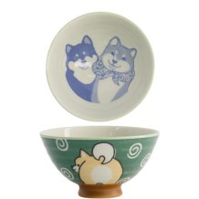 TDS, Reis-Schale, Kawaii Shiba-Dog, Grün, Ø 12,5x7 cm, 350ml - Art Nr: 20985