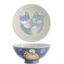 TDS, Rice Bowl, Kawaii Shiba-Dog, Blue, Ø14.5x6.5 cm, 500ml - Item No. 20989