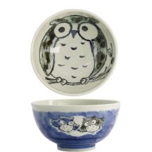 TDS, Rice Bowl, Kawaii Owl, Blue, Ø 16 x8 cm, 600ml - Item No. 20994