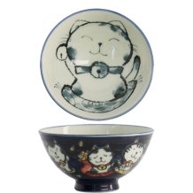 TDS, Rice Bowl, Kawaii Cat, Blue, Ø 11.5x6 cm, 300ml - Item No. 21025