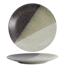 TDS, Large round Plate, Oboro Yamakage, Black/Brown/White, Ø 28.5x3cm, Item No. 21083
