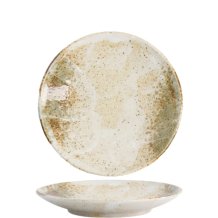 TDS, Round Plate, Yukishino, White/Brown, Ø 16.7x2.5cm, Item No. 21088