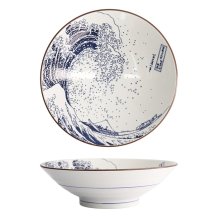 Ramen Bowl Hokusai Blue, White, Porcelain, &Oslash; 24 cm