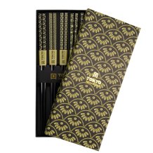 TDS, 5 Paar Essstäbchen, Schwarz Gold , Art.-Nr. 21292