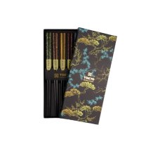 TDS, Chopstick Set 5 pair, Black Blue, Item No. 21294