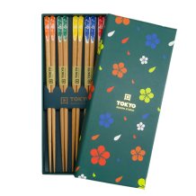 TDS, 5 Paar Essstäbchen, Türkisfarbene Blume, Art.-Nr. 21306