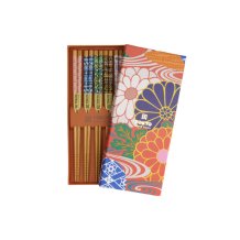 TDS, 5 Paar Essstäbchen, Orangene Blume, Art.-Nr. 21309