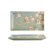 TDS,  Plate, Sakura Green, 22.5x12.7cm, Item No. 21347