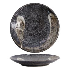 TDS, Plate, Arahake, Round Ø 16.7x2.5cm, Bk/Br, Item No. 21424
