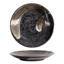TDS, Big Plate, Arahake, Round Ø 22.7x 3.1cm, Bk/Br, Item No. 21425