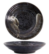 TDS,  Bowl Rim, Arahake, Ø 22.5x5cm, Bk/Br, Item No. 21429