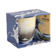 Mug Kawaii Hokusai Blue, Yellow in a gift box, Porcelain, 380 ml