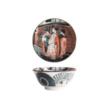 Rice Bowl Asakusa Geisha Red, Black, Porcelain, &Oslash; 14.8 cm. Height 7 cm, 550 ml