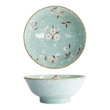 Ramen Bowl Light Blue Sakura Hell, Porcelain, 1.3 L
