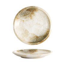 TDS, Large round Plate, Yukishino, White/Brown, Ø24.8x3.5cm, Item No. 21611