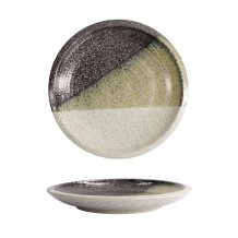 TDS, Large round Plate, Oboro Yamakage, Black/Brown/White, Ø24.8x3.5cm, Item No. 21617