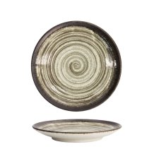 TDS, Asashio Round Plate, Bk/Wh, Ø 16.7x2.5cm, Item No. 21626