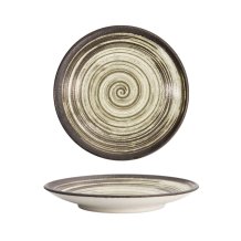 TDS, Asashio Round Plate, Black/White, Ø22.7x3.1cm, Item No. 21627