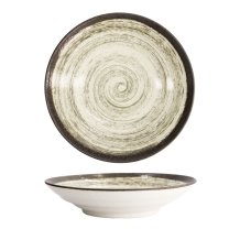 TDS, Asashio Deep Plate, Black/White, Ø29x6cm, Item No. 21632