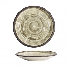 TDS, Asashio Large Round Plate, Black/White, Ø24.8x3.5cm, Item No. 21639