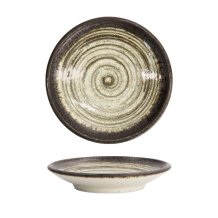 TDS, Asashio Round Plate, Black/White, Ø9.8x1.7cm, Item No. 21641