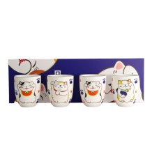 TDS, 4 Tassen Set, Kawaii Glückskatze, 7x8cm 170ml, Art.-Nr. 21774