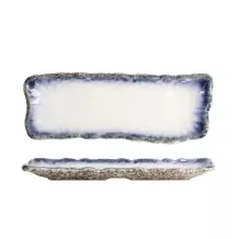 TDS, Plate, Tajimi, Grey/White, 31.7x11.2cm, Item No. 21825