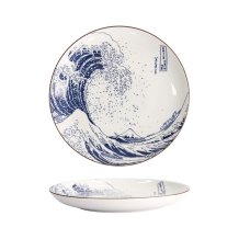 Teller Hokusai Nami Blau/Wei&szlig;, Porzellan, &Oslash; 21,6 cm