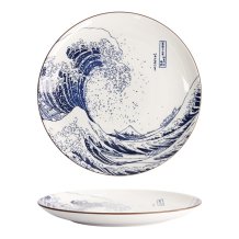 Plate Hokusai Nami Blue, White, Porcelain, &Oslash; 25.2 cm
